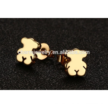 2016 New Design Cute Bear Stainless Steel Stud Earrings for Girls ZZE002